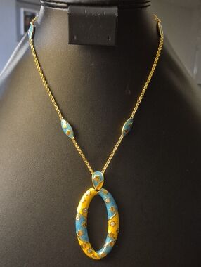 Lauren G Adams Gold Plate Enamel Rhinestones Flowering Vines Adjustable Necklace